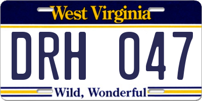 WV license plate DRH047