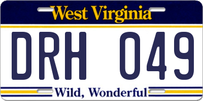 WV license plate DRH049
