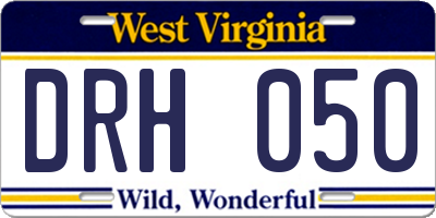 WV license plate DRH050