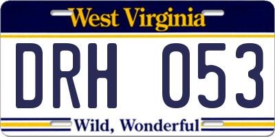 WV license plate DRH053