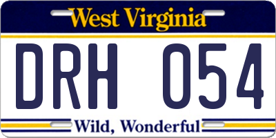WV license plate DRH054