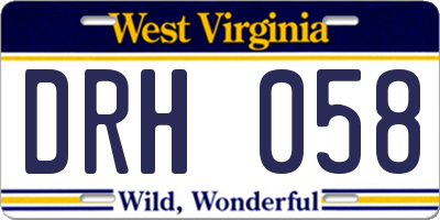 WV license plate DRH058