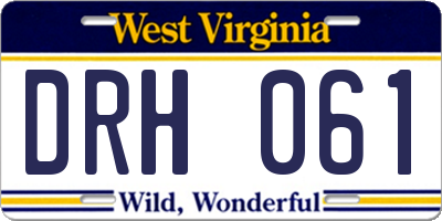 WV license plate DRH061