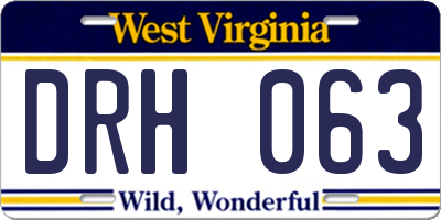 WV license plate DRH063