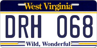WV license plate DRH068