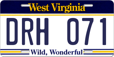 WV license plate DRH071