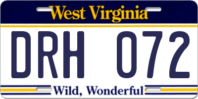 WV license plate DRH072