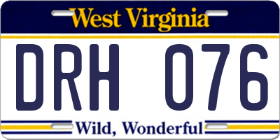 WV license plate DRH076