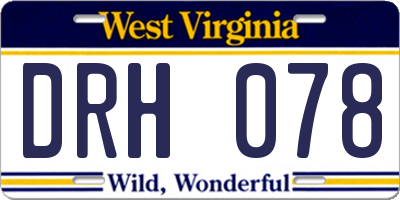WV license plate DRH078