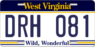 WV license plate DRH081