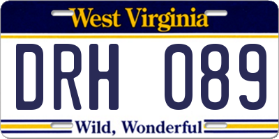 WV license plate DRH089