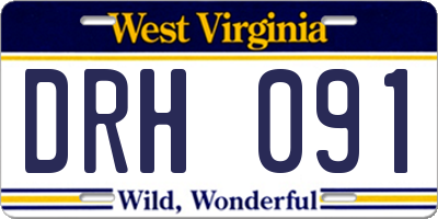 WV license plate DRH091