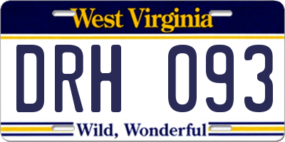 WV license plate DRH093