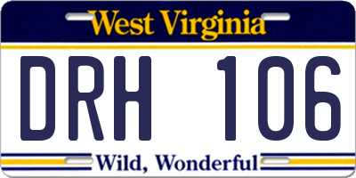 WV license plate DRH106