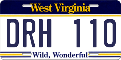 WV license plate DRH110