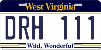 WV license plate DRH111