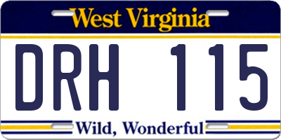 WV license plate DRH115