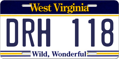 WV license plate DRH118