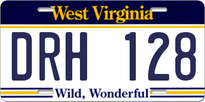 WV license plate DRH128