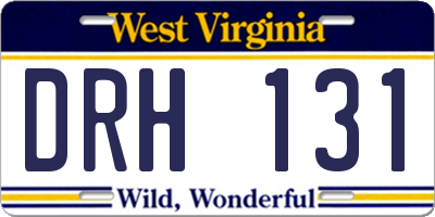 WV license plate DRH131