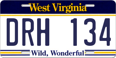 WV license plate DRH134