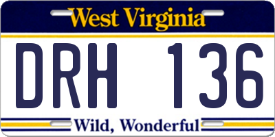 WV license plate DRH136