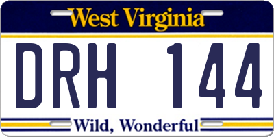 WV license plate DRH144