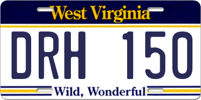 WV license plate DRH150