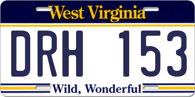 WV license plate DRH153