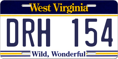 WV license plate DRH154
