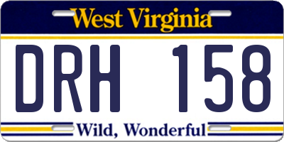 WV license plate DRH158