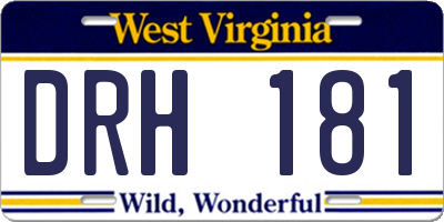 WV license plate DRH181