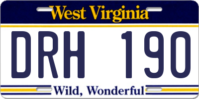 WV license plate DRH190