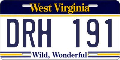 WV license plate DRH191