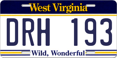 WV license plate DRH193