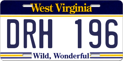 WV license plate DRH196