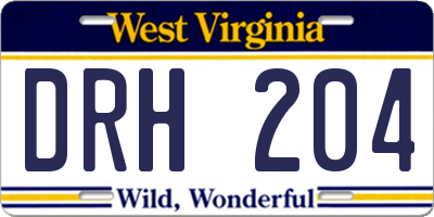 WV license plate DRH204