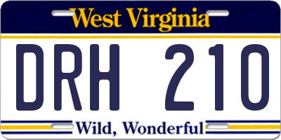 WV license plate DRH210