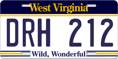 WV license plate DRH212
