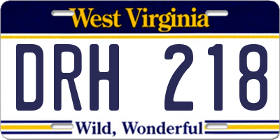 WV license plate DRH218