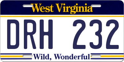 WV license plate DRH232