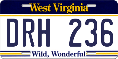 WV license plate DRH236