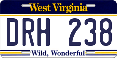 WV license plate DRH238