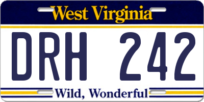 WV license plate DRH242