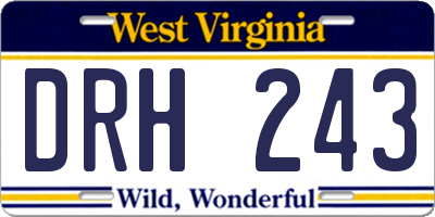WV license plate DRH243