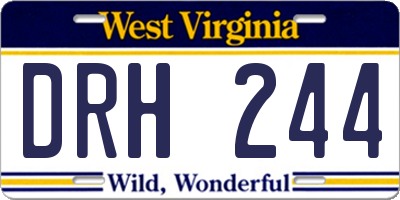WV license plate DRH244