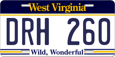 WV license plate DRH260