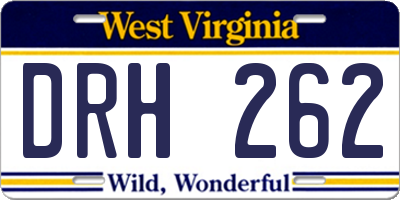 WV license plate DRH262