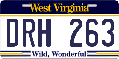 WV license plate DRH263