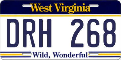 WV license plate DRH268